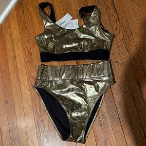 Gold metallic bikini NWT medium